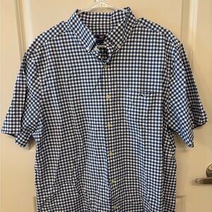 Vineyard Vines blue gingham classic fit tucker polo shirt size L